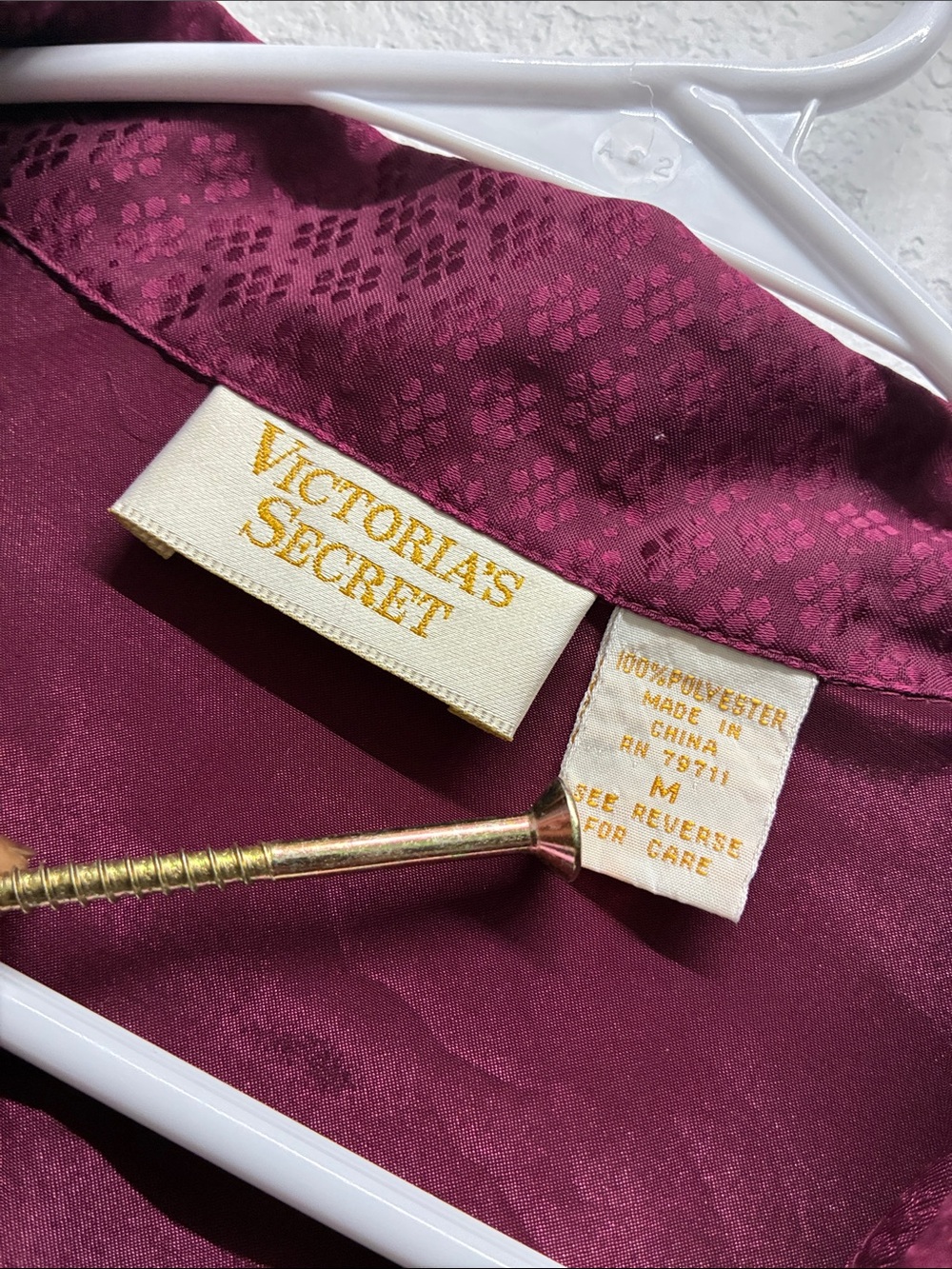 Victoria's Secret Vintage Burgundy Button Down Pajama Top /M - Picture 5 of 6